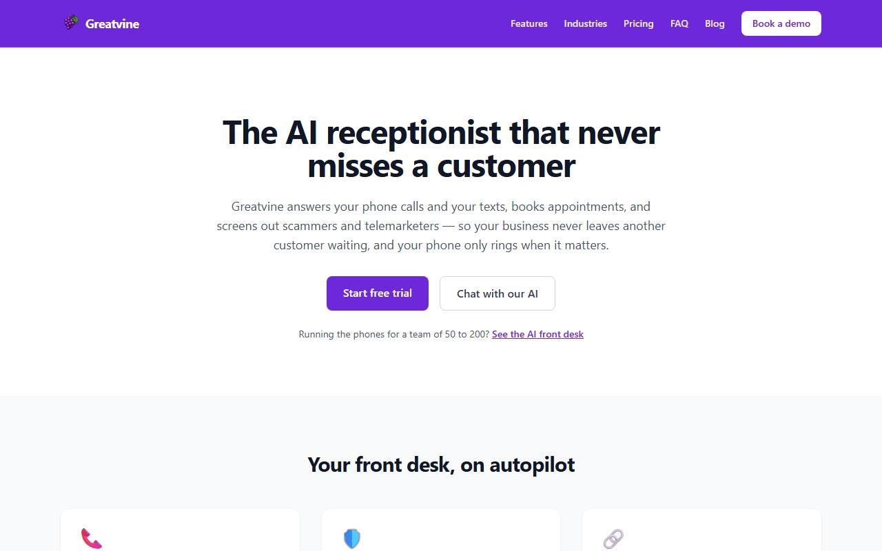 Greatvine website, built by Fountainhead