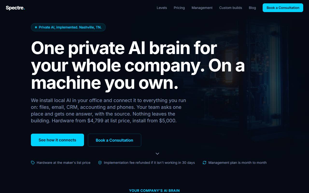 Spectre Computers website, built by Fountainhead